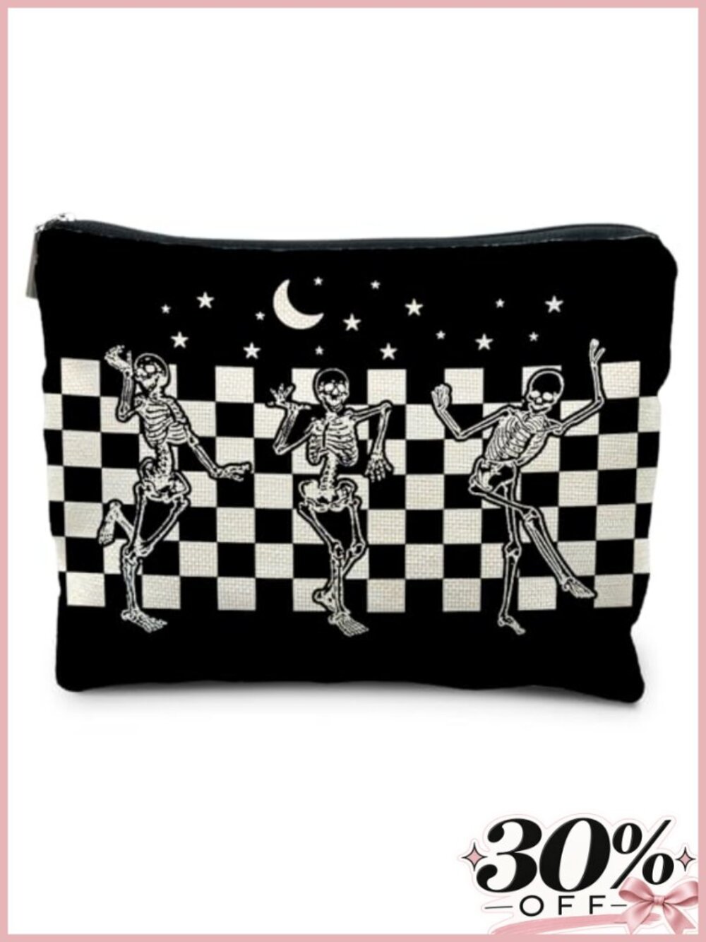 Gothic Skeleton Linen Makeup Bag Cosmetic Pouch